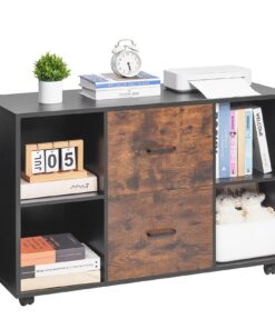 VEVOR Mobile Wooden Filing Cabinet with 2 Drawers