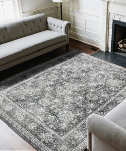 VEVOR 240x300 cm Washable Vintage Gray Area Rug – Anti-Skid