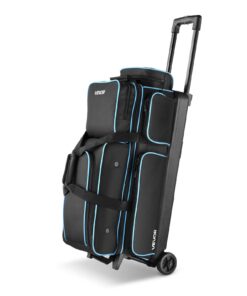 VEVOR 3-Ball Bowling Bag with Wheels – Durable Roller Bag with Shoe Compartment & Accessory Storage