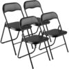 VEVOR Set of 4 Folding Leather Chairs with Padded Cushion