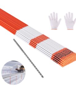VEVOR 100pcs 8mm x 183cm Fiberglass Reflective Driveway Snow Stakes with 360° Visibility & Accessories