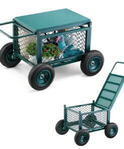 VEVOR Heavy-Duty Rolling Garden Cart with Seat