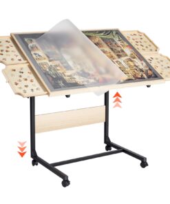 VEVOR Adjustable Wooden Puzzle Table with Drawers & Cover for 1500-Piece Jigsaw