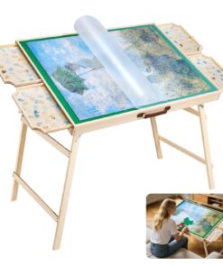 VEVOR 1500-Piece Wooden Puzzle Table with Folding Legs