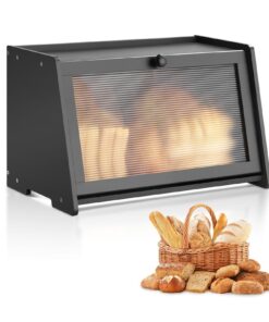 VEVOR Large Bamboo Bread Box with Acrylic Door