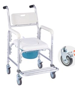 VEVOR 4-in-1 Rolling Bedside Commode Chair with Lockable Wheels