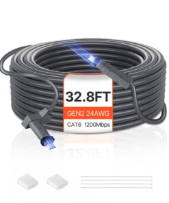 VEVOR 10m Starlink Gen 2 Extension Cable – High-Speed 1200 Mbps CAT6 Outdoor Cable with 20-Pin Connectors