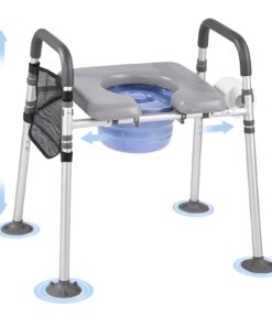 VEVOR 4-in-1 Bedside Commode Chair – Adjustable Height & Width