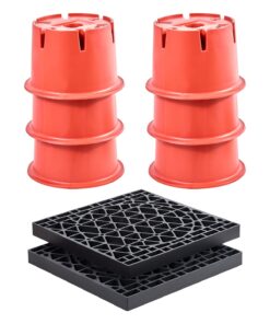 RV Trailer Jack Leveling Blocks Set – 6 Stackable 20 cm High Blocks & 2 Pads