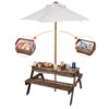 VEVOR Wooden Picnic Table  Bench Set with Foldable Umbrella