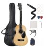 VEVOR 99 cm Dreadnought Acoustic Guitar Beginner Bundle with Gig Bag