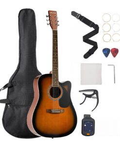VEVOR 104 cm Cutaway Acoustic Guitar Bundle for Adults – Spruce Top