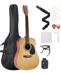 VEVOR 104 cm Dreadnought Acoustic Guitar for Beginners with Gig Bag & Accessories – Spruce Top
