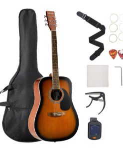 VEVOR 104 cm Dreadnought Acoustic Guitar Beginner Bundle with Gig Bag