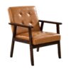 VEVOR Mid Century Modern PU Leather Armchair with Solid Wood Frame
