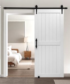 VEVOR 914 x 2134mm MDF Sliding Barn Door with Waterproof PVC Surface & Hardware Kit for Interior Use