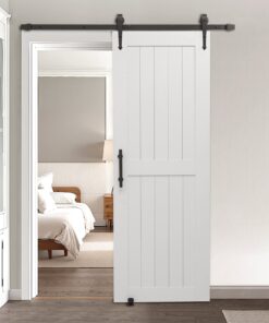 VEVOR 762 x 2134mm MDF Sliding Barn Door with PVC Coating & Hardware Kit – Waterproof & Scratch-Resistant