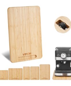 VEVOR Appliance Slider 35.5 x 24 cm Natural Wood Tray with Rubber Wheels for Kitchen Countertop