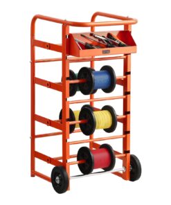 VEVOR Wire Spool Rack with 11 Rods & Storage Tray – Mobile Cable Caddy with Wheels