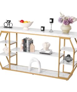 VEVOR 3-Tier Console Table with Faux Marble Top
