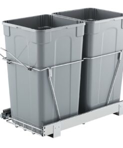 VEVOR 2 x 25.6L Pull-Out Waste Bin – Under Cabinet Dual Trash Can with Handle