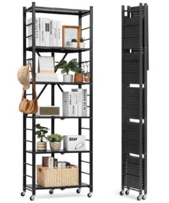 VEVOR 6-Tier Foldable Metal Storage Shelf with Wheels