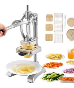 VEVOR Commercial Vegetable Chopper & French Fry Cutter with 3 Stainless Blades & Juicer – Heavy-Duty Manual Slicer