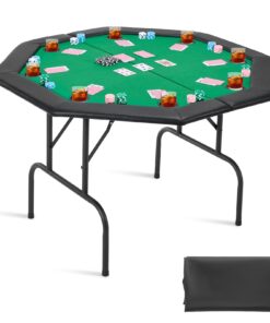 VEVOR 1220 mm Foldable 8-Player Poker Table with Cup Holders