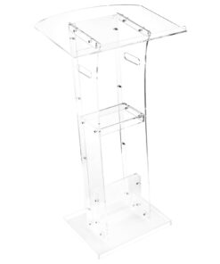 VEVOR 109 cm Portable Acrylic Podium Stand with Storage Shelves & Wide Reading Surface for Lectures & Events