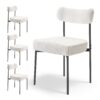 VEVOR Set of 4 Boucle Dining Chairs  Nordic Modern Side Chairs with Curved Backrest