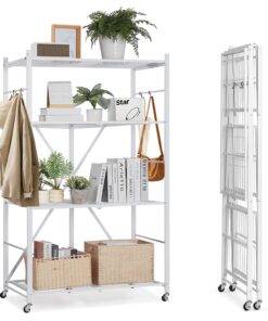 VEVOR 4-Tier Foldable Storage Shelf with Wheels