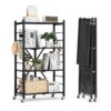 VEVOR 4 Tier Foldable Metal Storage Shelf with Wheels