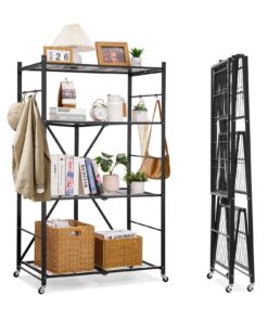 VEVOR 4-Tier Folding Storage Shelf with Wheels