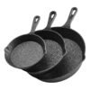 VEVOR 3 Piece Cast Iron Skillet Set  160220265 mm Pre Seasoned Frying Pans with Ergonomic Handles for All Cooktops