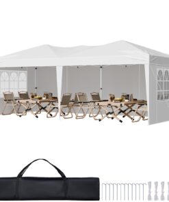 VEVOR 3x6m Pop-Up Gazebo Tent with 3 Sidewalls & 2 Windows