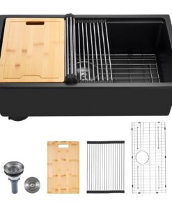 VEVOR 76 cm Black Granite Composite Undermount Kitchen Sink