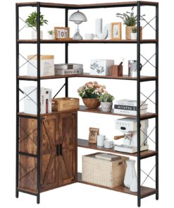 VEVOR 6-Tier L-Shaped Corner Bookshelf with Doors