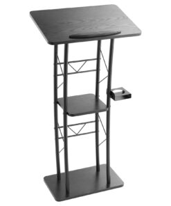 VEVOR Curved Metal Podium Stand with Storage Shelf