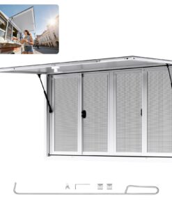 VEVOR 152x92 cm Aluminum Concession Serving Window with Awning & Screens for Food Truck or Kiosk