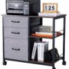 VEVOR Mobile Metal File Cabinet with 3 Fabric Drawers