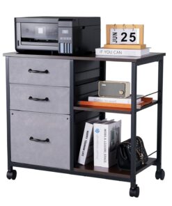 VEVOR Mobile Metal File Cabinet with 3 Fabric Drawers