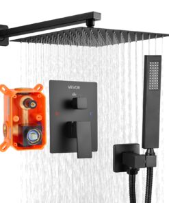 VEVOR Matte Black Shower Faucet Set with 30cm Rain Shower Head & Handheld