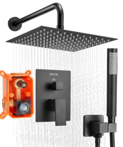 VEVOR Matte Black Shower Faucet Set with 25cm Rain Shower Head & 1.5m Handheld Hose
