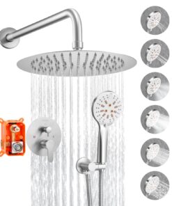 VEVOR 25cm Rain Shower Faucet Set with 6-Mode Handheld