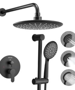 VEVOR Matte Black Shower Faucet Set with 23cm Rain Shower Head