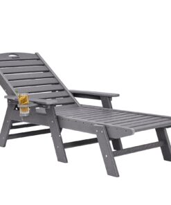 VEVOR Gray Outdoor Chaise Lounge Chair with 6-Position Recline