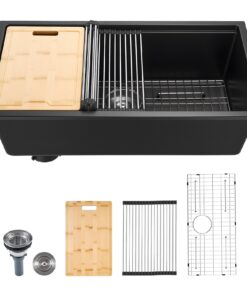 VEVOR 84 cm Granite Composite Undermount Kitchen Sink with Accessories – Single Bowl