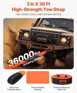 9m x 7.6cm with D-Ring Shackles & Bag for Trucks