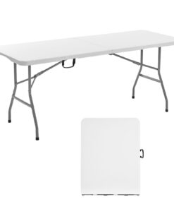 VEVOR 180cm Folding Plastic Table – Portable HDPE Picnic Table with Handle for Indoor & Outdoor Use