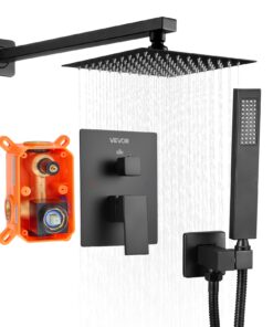 VEVOR Matte Black Shower Faucet Set with 20cm Rain Shower Head & Handheld
